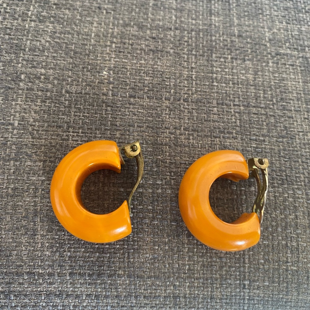 Vintage‎ 60’s Orange Hoop Earrings